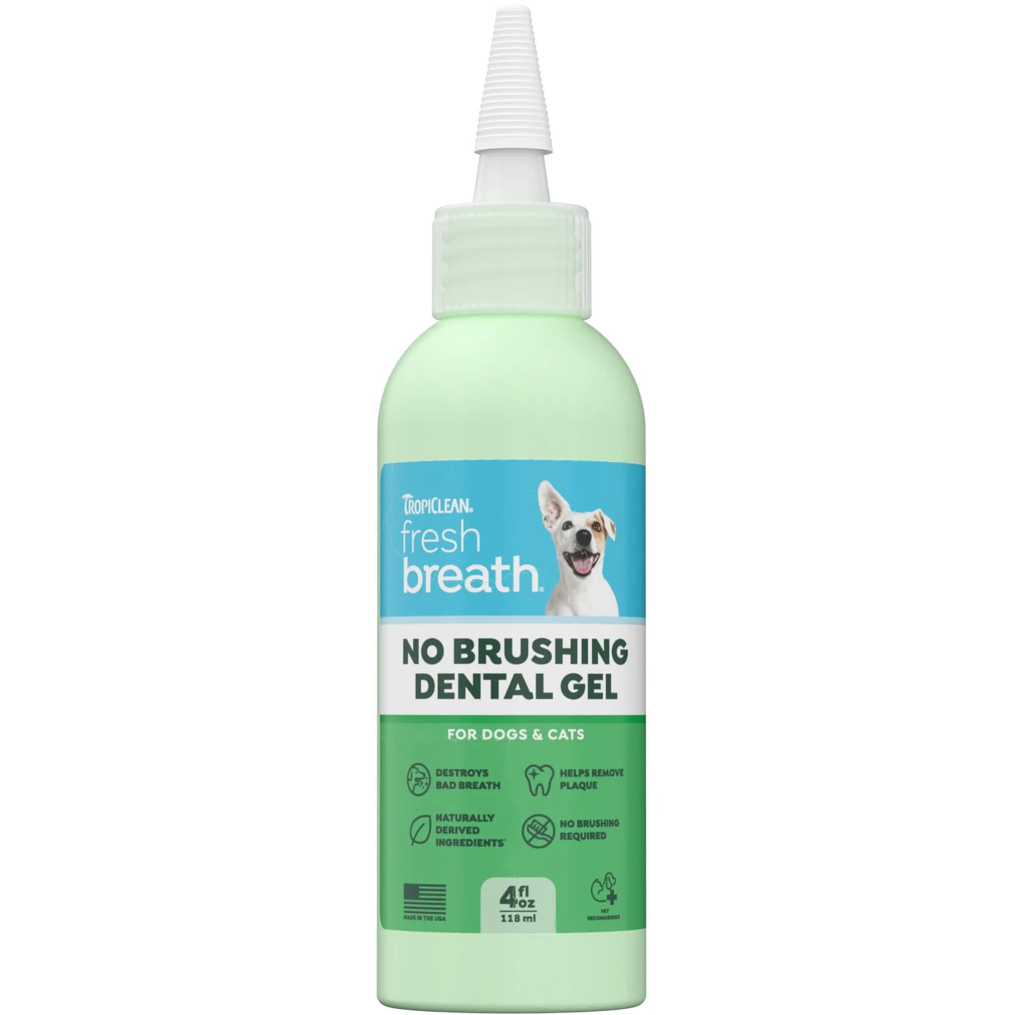 TropiClean Fresh Breath No Brushing Dog Toothpaste Gel 4oz (118ml) | Fights Bad Breath & Plaque thumbnail 1