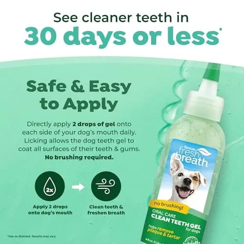 TropiClean Fresh Breath No Brushing Dog Toothpaste Gel 4oz (118ml) | Fights Bad Breath & Plaque thumbnail 3