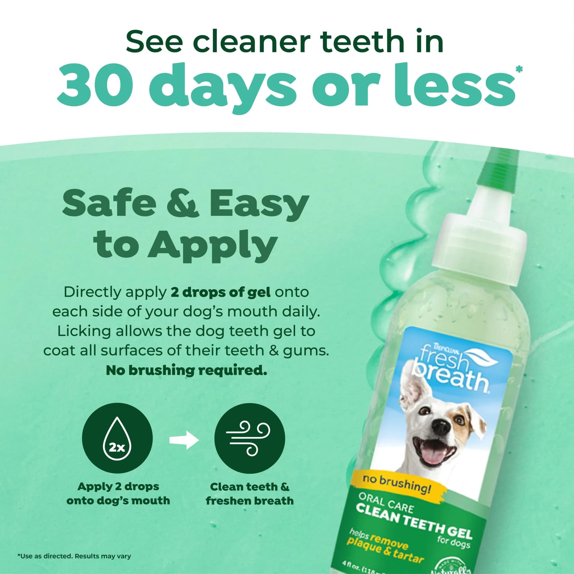 TropiClean Fresh Breath No Brushing Dog Toothpaste Gel 4oz (118ml) | Fights Bad Breath & Plaque thumbnail 3