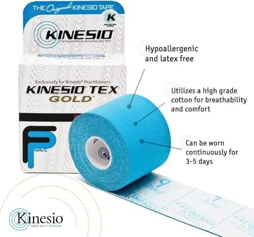 Kinesio Gold Elastic Therapeutic Athletic Tape FP Beige 2.54cm (1in) x 5m Roll | USA-Sourced for Muscle Support thumbnail 3