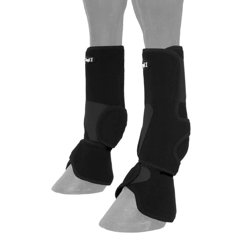 Tough 1 Performers 1st Choice Combo Boots, Black, Medium | Lightweight neoprene with quick grip tabs — Black