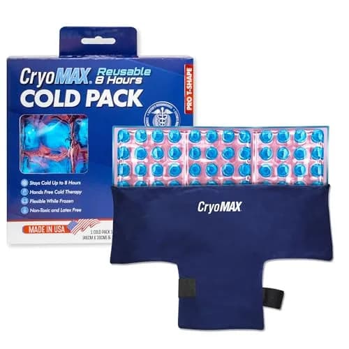 CryoMAX Reusable Cold Pack T-Shape 1200g (42.3 oz) | 8-Hour Cold Therapy with Adjustable Straps thumbnail 1