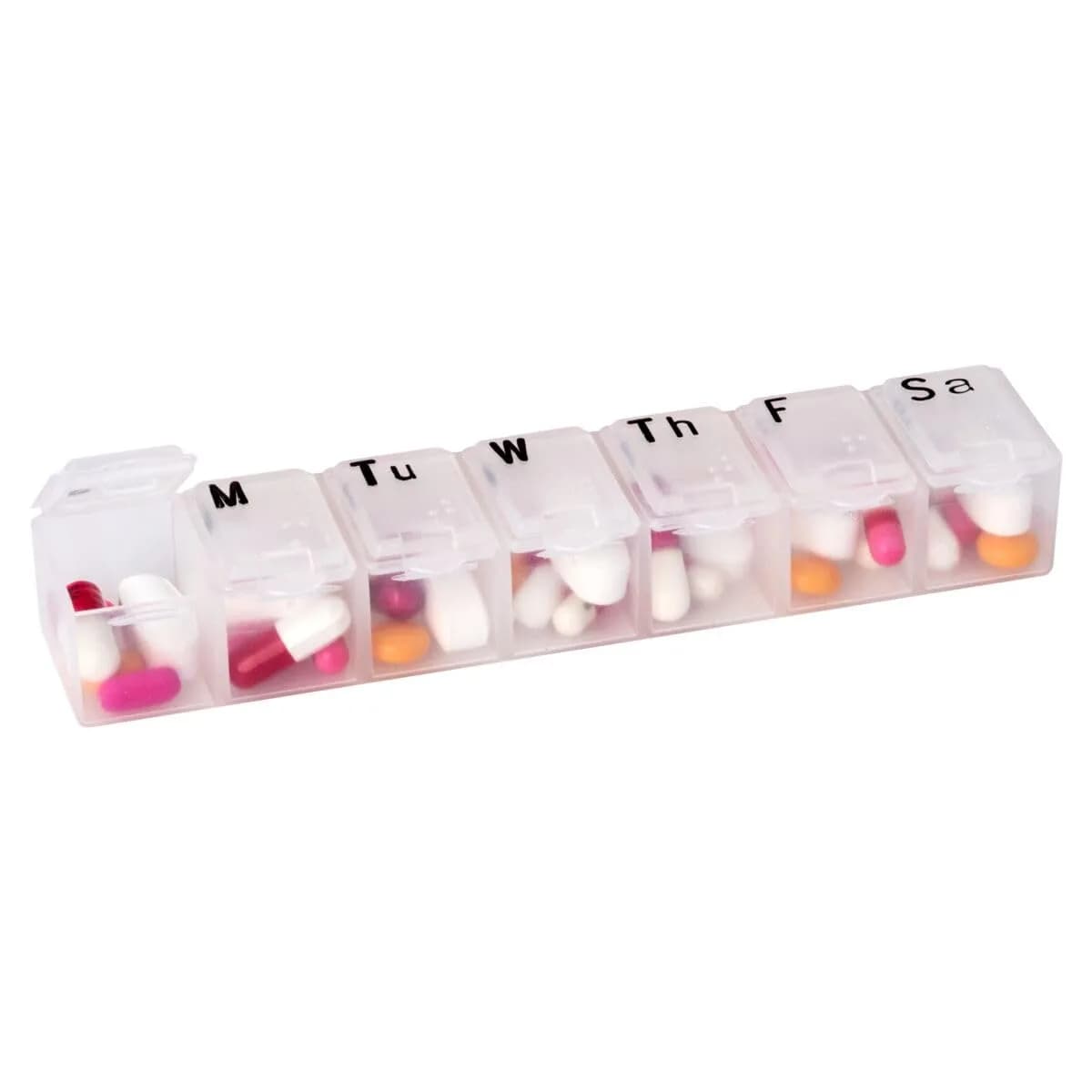 Acu-Life Weekly Pill Organizer Medium Medicine Planner Clear Lids | 7-Day Pill Sorter - main product image