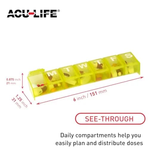 Acu-Life Weekly 7-Day Pill Organizer Large Medicine Case | 7 Compartments, Travel-Friendly thumbnail 3