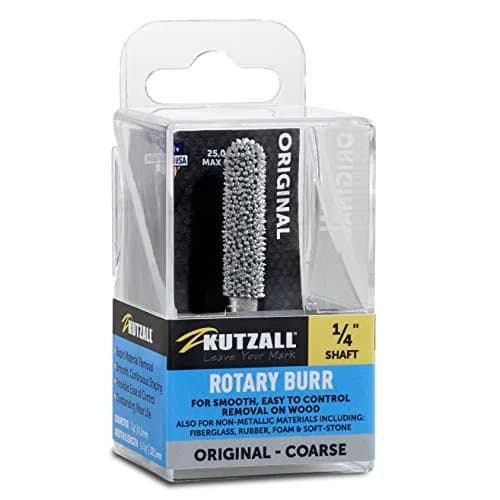Kutzall Original Ball Nose Rotary Burr 6.35mm (1/4") Shank, 6.3mm (1/4") Head Dia. | Coarse Tungsten Carbide Wood Carving Bit for Die Grinders thumbnail 1