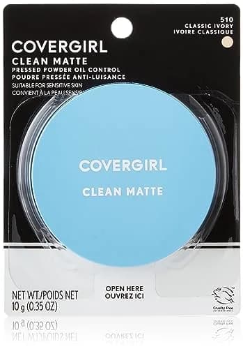 Covergirl Clean Matte Pressed Powder Tawny 0.35 Oz (10g) | Oil-Absorbing & Non-Comedogenic — Classic Ivory / 0.35 Ounce