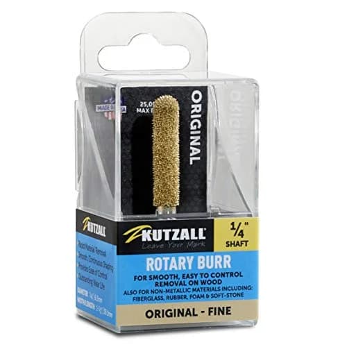 Kutzall Original Ball Nose Rotary Burr 6.3mm (1/4") Shank, 34.9mm (1-3/8") Length | Fine Tungsten Carbide Wood Carving Bit for Die Grinders