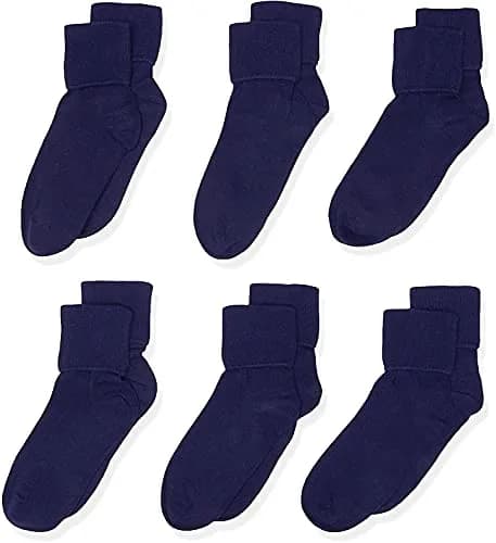 Jefferies Socks Little Girls' Seamless Turn Cuff 6 Pair Pack Socks, Navy, Large | Comfortable, Durable & Seamless Fit thumbnail 1