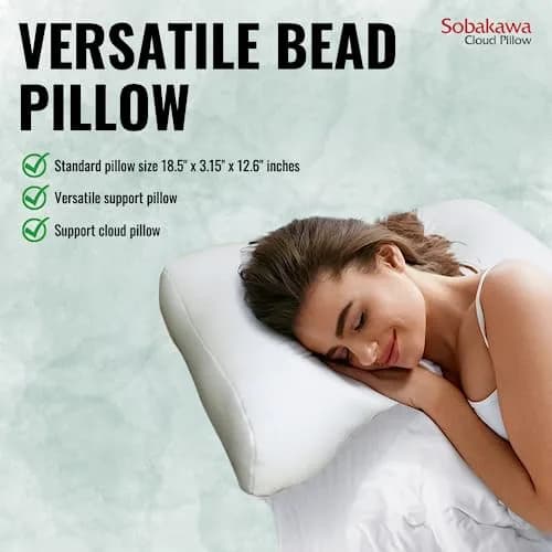 Sobakawa Cloud Pillow with Microbead Fill - Contoured Neck Support Pillow - White - 18.5 x 12.6 x 3.15 inches (47 cm x 32 cm x 8 cm) thumbnail 6