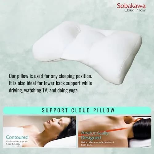 Sobakawa Cloud Pillow with Microbead Fill - Contoured Neck Support Pillow - White - 18.5 x 12.6 x 3.15 inches (47 cm x 32 cm x 8 cm) thumbnail 7