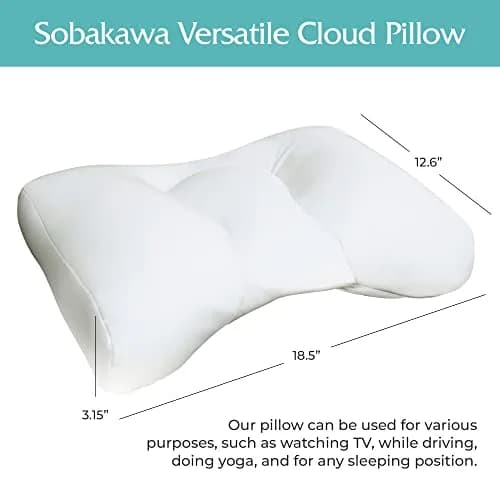 Sobakawa Cloud Pillow with Microbead Fill - Contoured Neck Support Pillow - White - 18.5 x 12.6 x 3.15 inches (47 cm x 32 cm x 8 cm) thumbnail 3