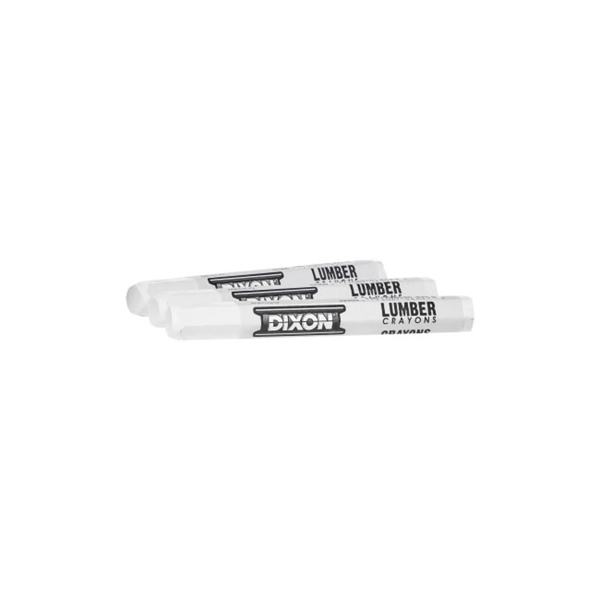 DIXON Industrial Lumber Marking Crayons, Yellow, 12-Pack (4.5" x 1/2") | Fade-Proof & Waterproof for Construction — White