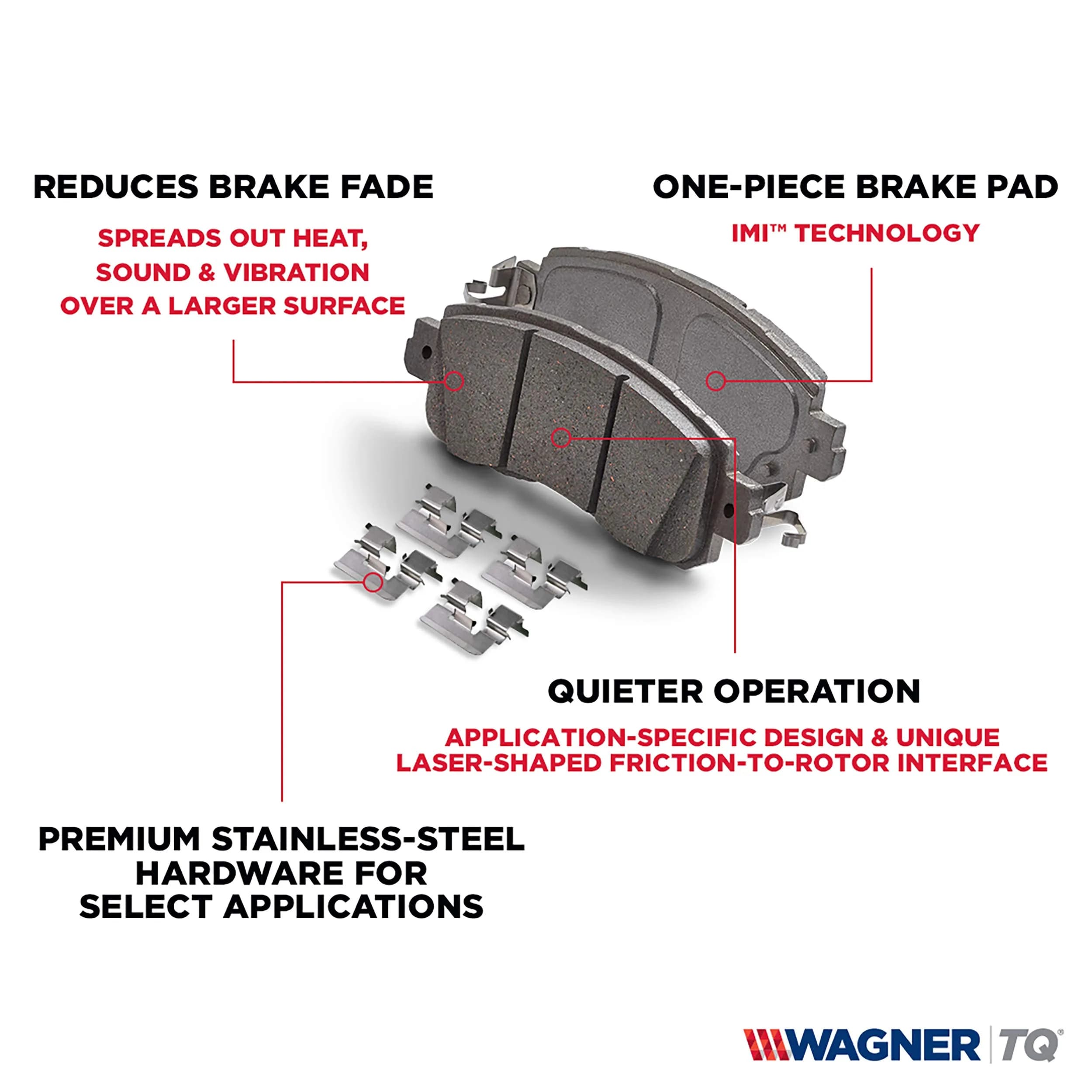 Wagner ThermoQuiet QC1282 Ceramic Disc Brake Pad Set Front 2.27 kg (5 lb) | Quiet Operation & Long Life - view 6