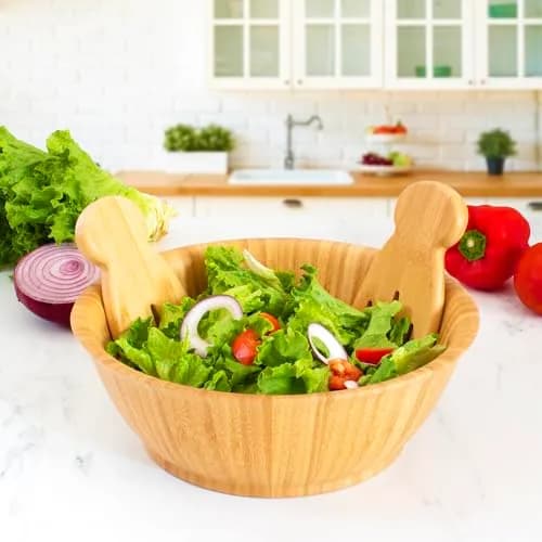 Totally Bamboo Salad Hands, Wood Salad Tongs Alternative for Serving | Eco-Friendly Bamboo Salad Server Set thumbnail 6