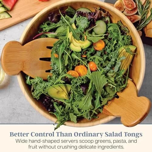 Totally Bamboo Salad Hands, Wood Salad Tongs Alternative for Serving | Eco-Friendly Bamboo Salad Server Set thumbnail 2