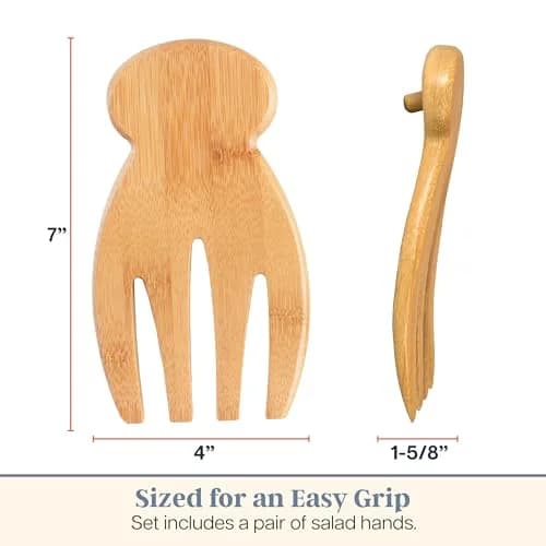 Totally Bamboo Salad Hands, Wood Salad Tongs Alternative for Serving | Eco-Friendly Bamboo Salad Server Set thumbnail 4