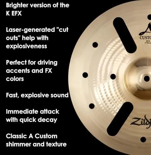 Zildjian 14" A Custom EFX Crash Cymbal | Laser Cutouts for Quick, Dry Sound thumbnail 4