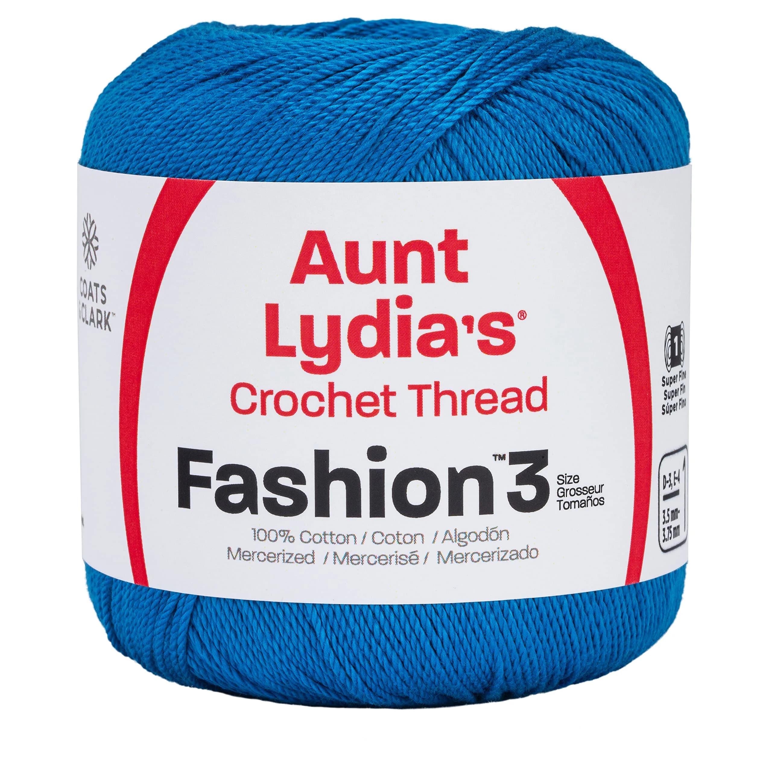 Red Heart Aunt Lydia's Fashion Crochet Cotton Size 3 | Soft Mercerized Cotton Yarn for Crochet & Fashion Accessories — Blue Hawaii