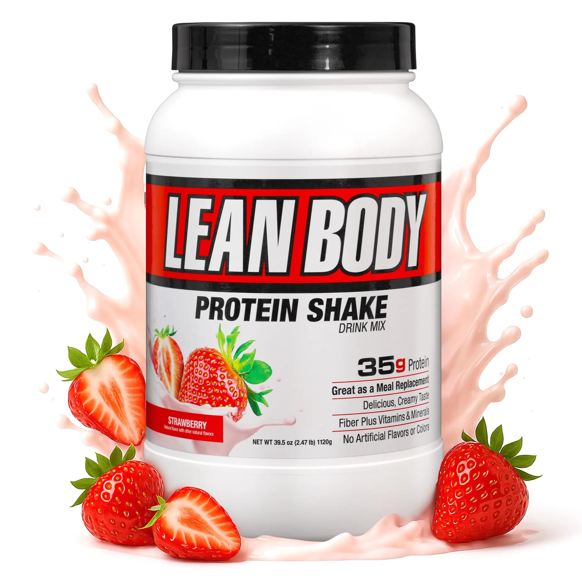Labrada Lean Body Hi-Protein Shake Strawberry 2.47lb | Supports Lean Body & Muscle Recovery