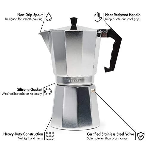 Primula Classic Stovetop Espresso Coffee Maker 12 Cups | Compact, Durable Aluminum, Easy to Use & Clean thumbnail 2