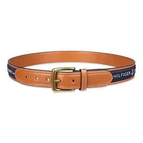 Tommy Hilfiger Men's Ribbon Inlay Casual Belt with Harness Buckle, Navy, 34.3 cm (13.5 inches) | Classic American Style thumbnail 4