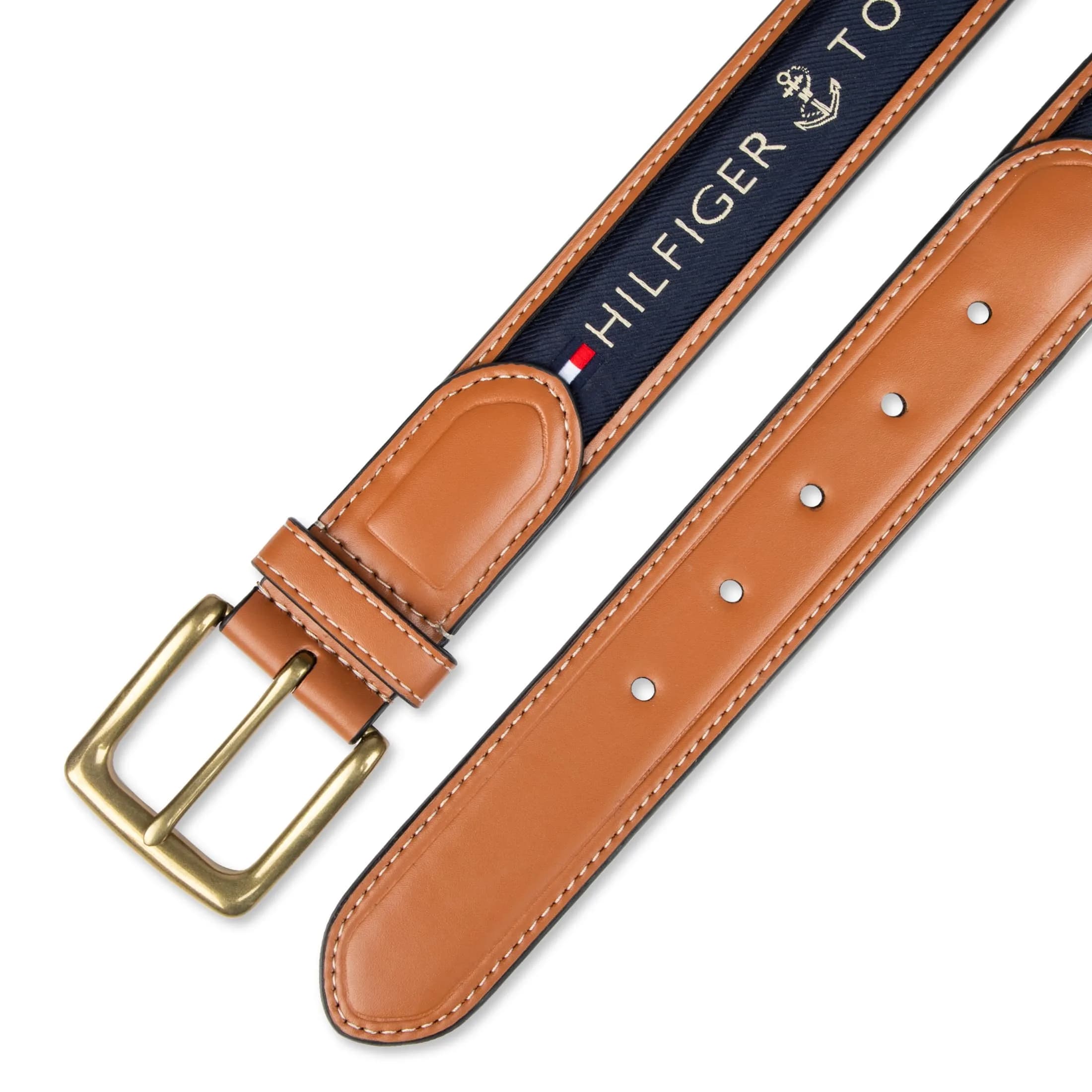 Tommy Hilfiger Men's Ribbon Inlay Casual Belt with Harness Buckle, Navy, 34.3 cm (13.5 inches) | Classic American Style - view 5