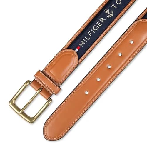 Tommy Hilfiger Men's Ribbon Inlay Casual Belt with Harness Buckle, Navy, 34.3 cm (13.5 inches) | Classic American Style thumbnail 5