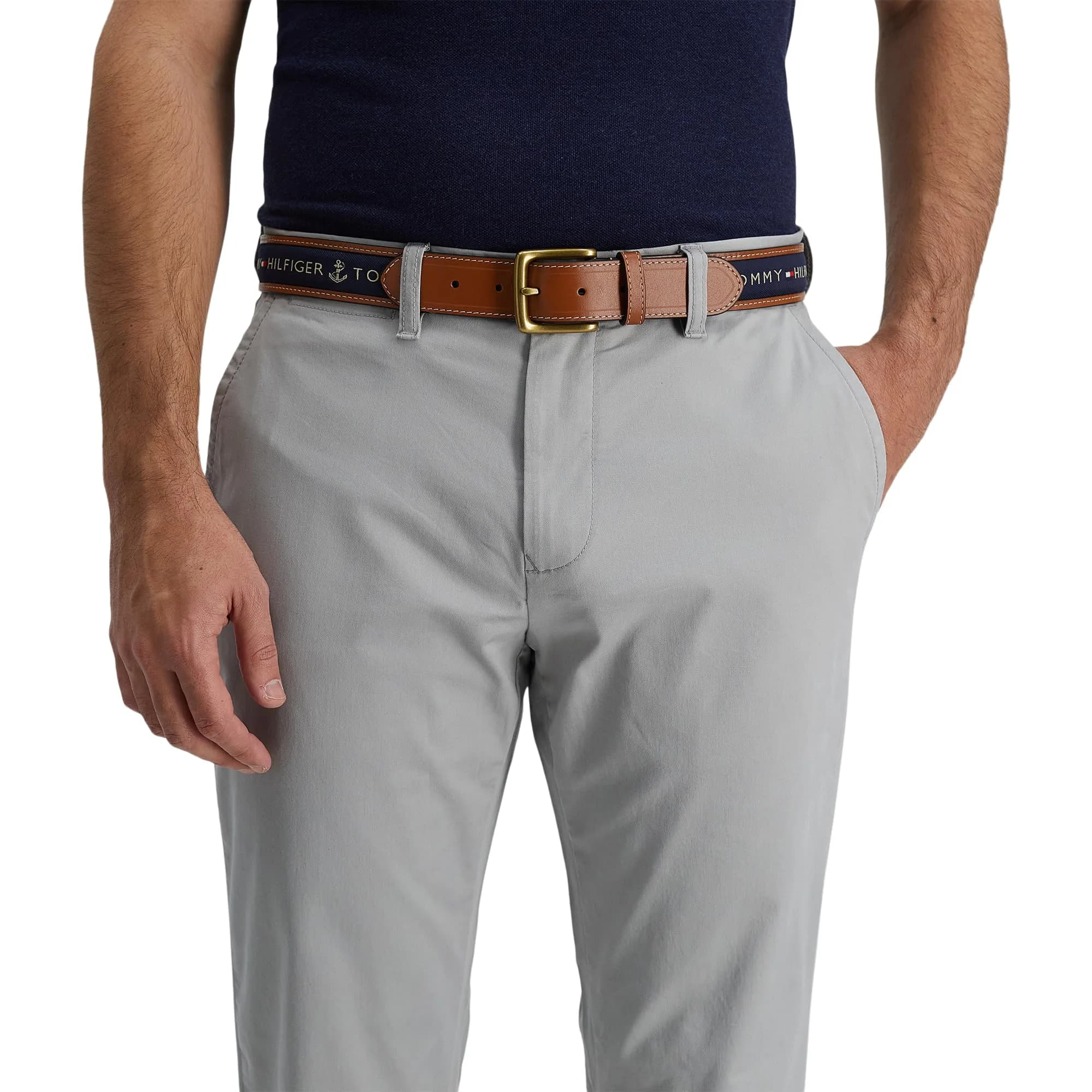 Tommy Hilfiger Men's Ribbon Inlay Casual Belt with Harness Buckle, Navy, 35.6 cm (1.4 inches) | Classic American Style - view 6