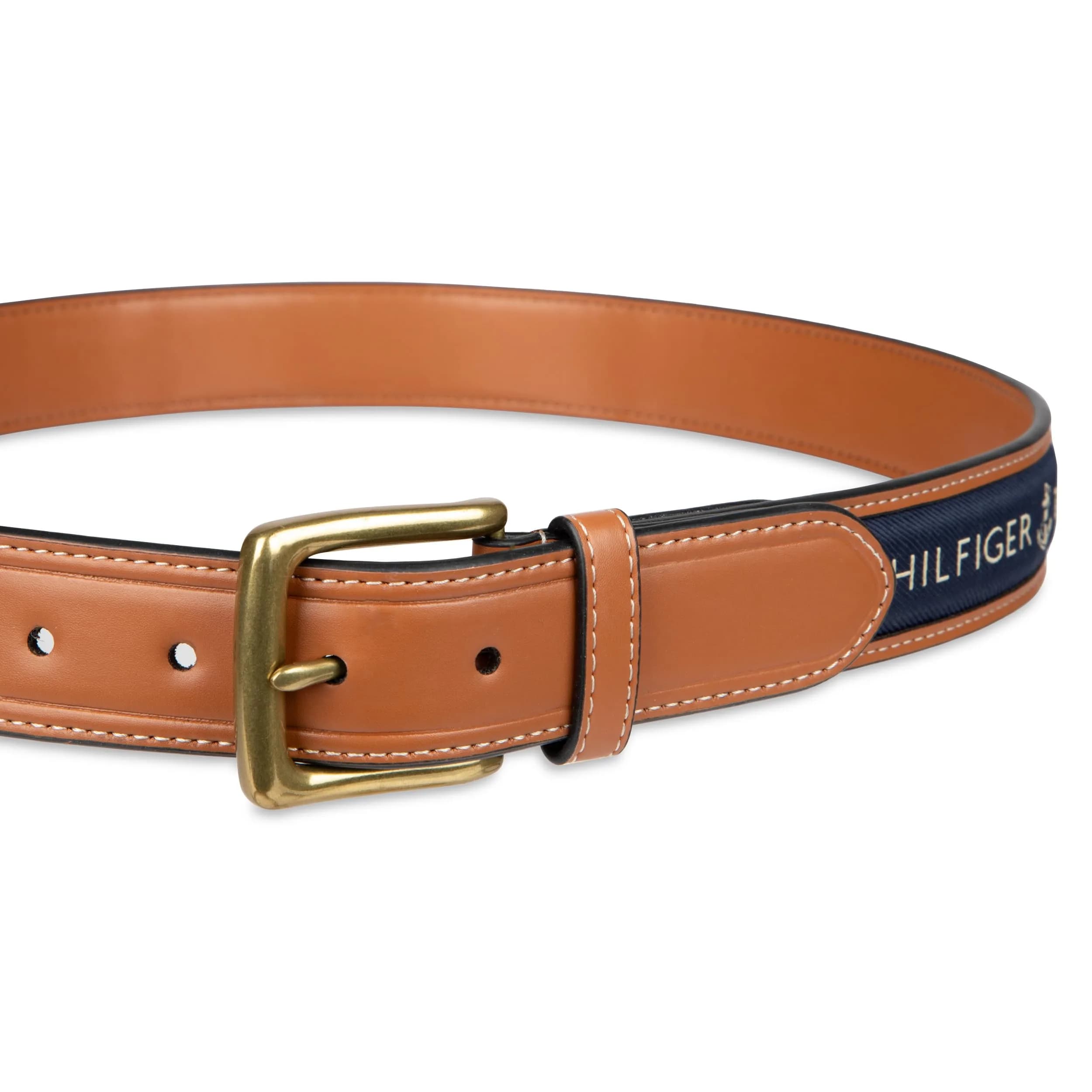 Tommy Hilfiger Men's Ribbon Inlay Casual Belt with Harness Buckle, Navy, 35.6 cm (1.4 inches) | Classic American Style - view 3