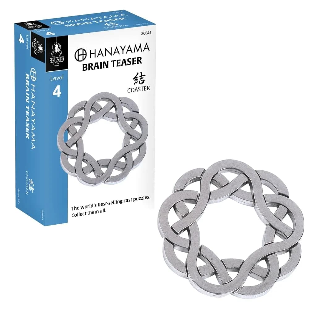 Bepuzzled Coaster Hanayama Metal Brainteaser Puzzle Level 4 | Mensa Rated, Ages 12+ - main product image