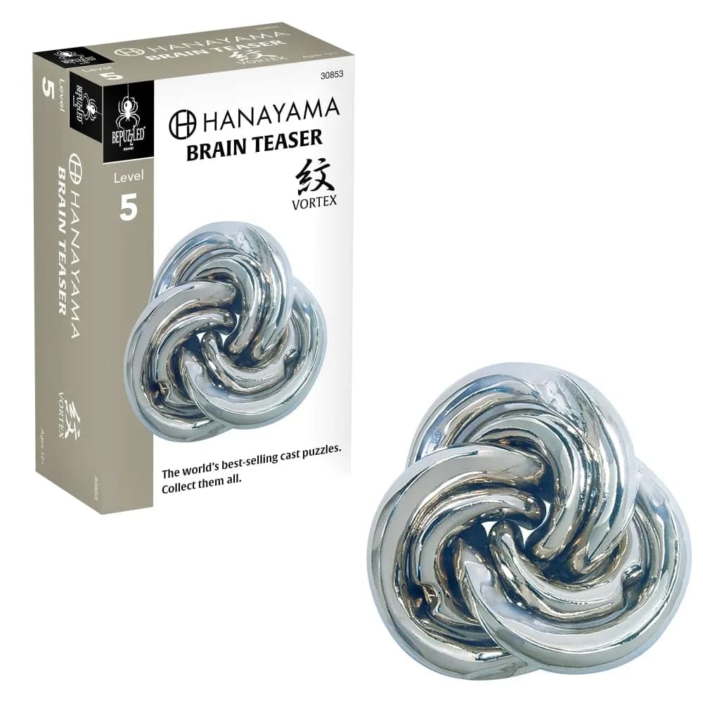 Bepuzzled Hanayama Vortex Cast Metal Brain Teaser Puzzle, Level 5 | Mensa Rated Level 5, Ages 12+