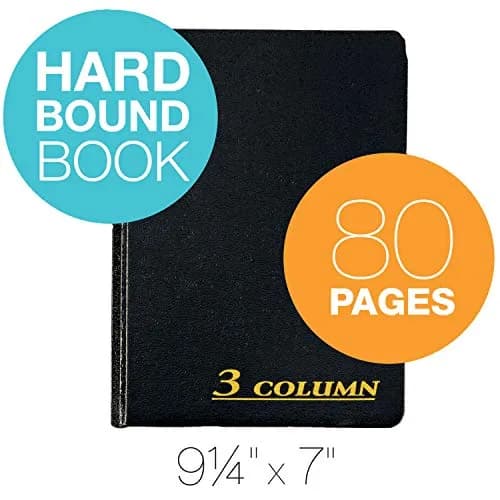 Adams Account Book 7 x 9.25 Inches Black 3-Column 80 Pages | Hardbound Ledger for Business Records thumbnail 2
