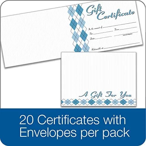Adams Gift Certificate Cards, 20 Folded Cards & Envelopes, 11.4 x 16.2 cm (4.5 x 6.38 Inches), White | Premium Quality for Business Appreciation thumbnail 4