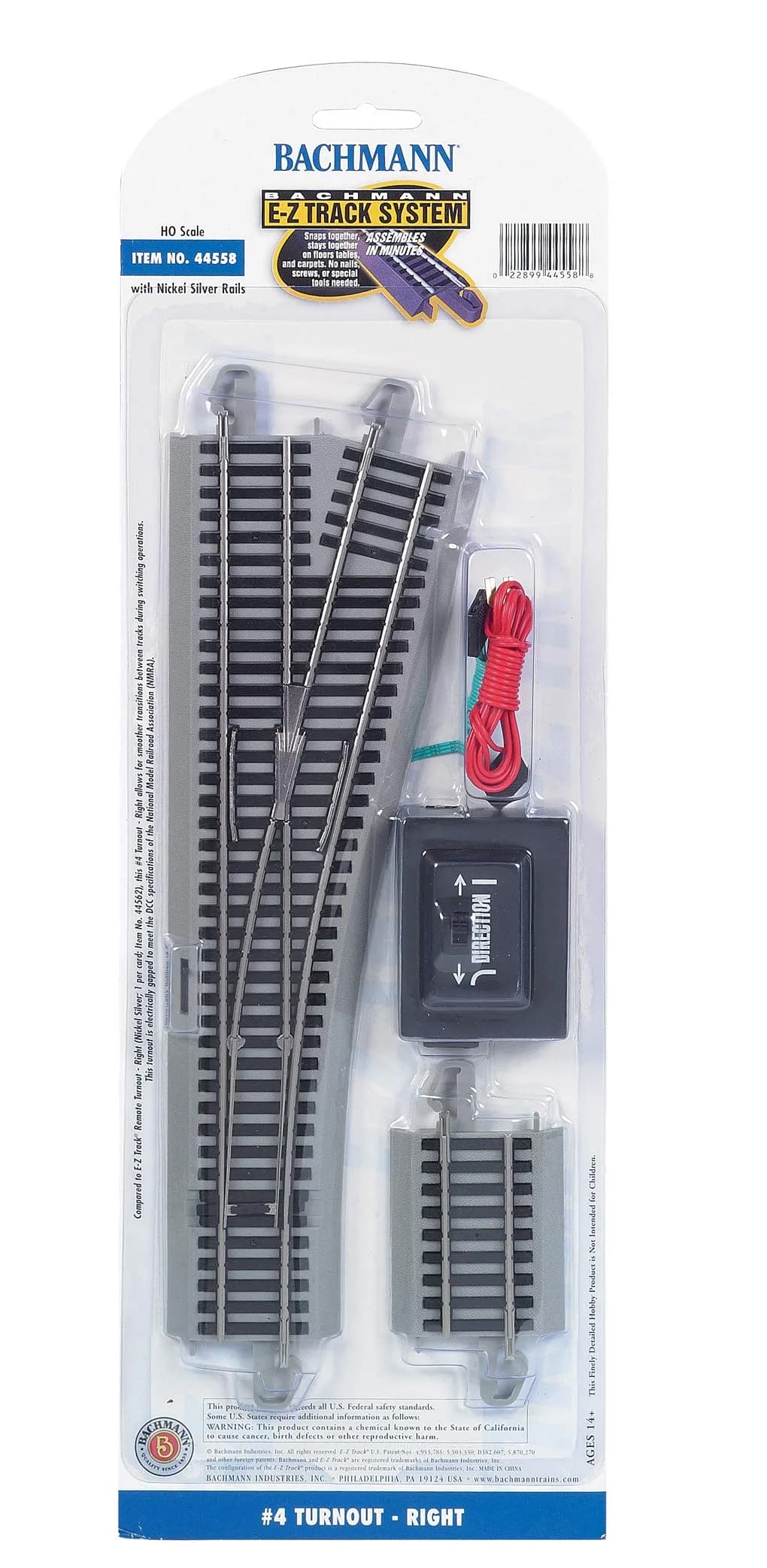 Bachmann Trains Snap-Fit E-Z Track #4 Turnout Right HO Scale | Nickel Silver Rail with Gray Roadbed - view 2