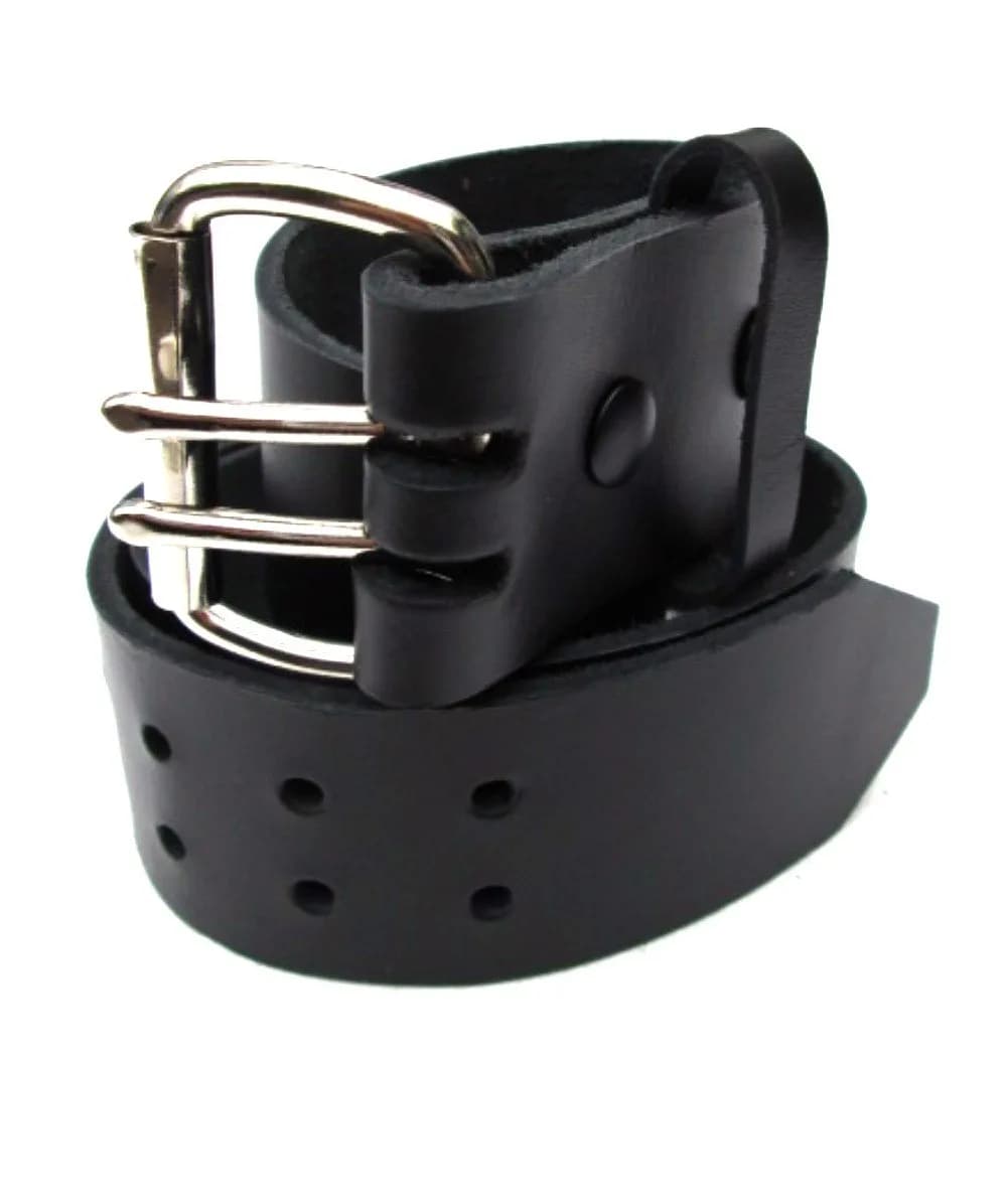 Dangerous Threads Heavy Duty Black Leather Belt 2" Wide (56) | Genuine USA-Sourced Full Grain Leather — 56