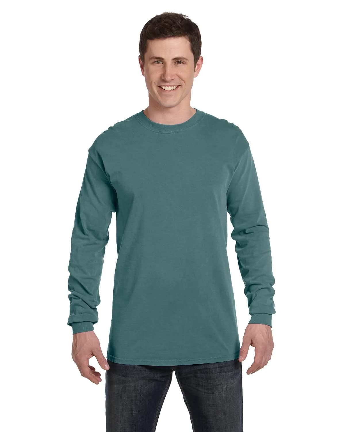 Comfort Colors C6014 Adult Heavyweight RS Long-Sleeve T-Shirt Blue Spruce L | Preshrunk Cotton, Comfort Fit