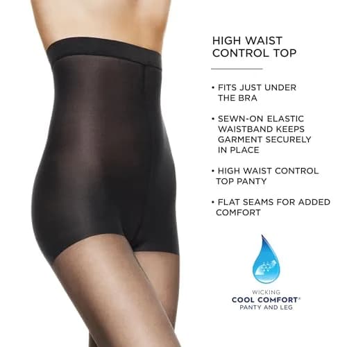 Hanes Silk Reflections Control Top Sheer Toe Pantyhose Size EF | Sheer, High Waisted, Control Top (115 characters) thumbnail 4