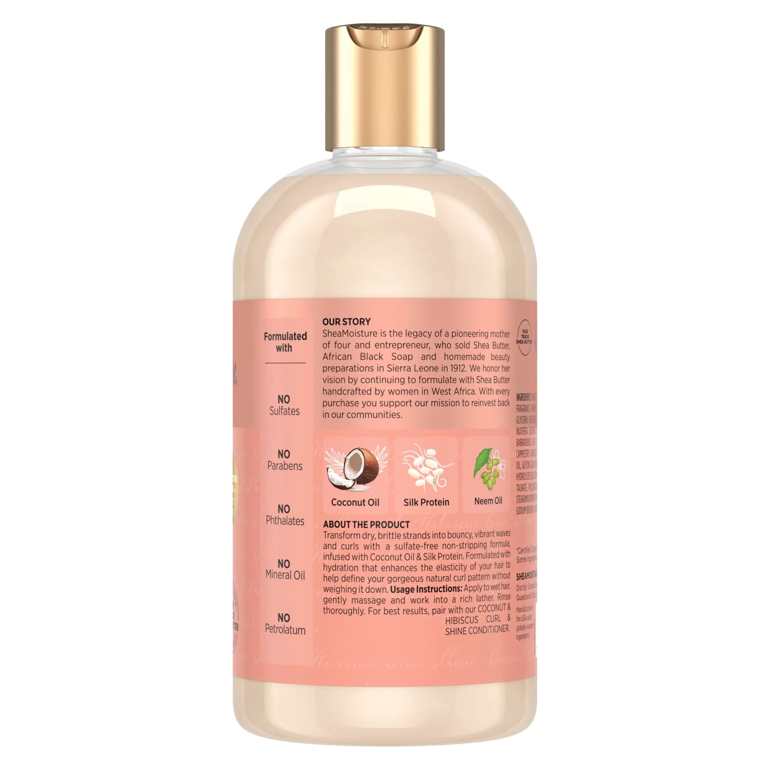 Shea Moisture Coconut Hibiscus Curl and Shine Shampoo 384ml (13 Fl Oz) | Hydrates and Defines Curls - view 2