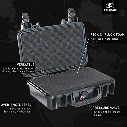Pelican 1170 Case With Foam (Black) 26.8 cm x 15.3 cm x 8 cm | Watertight & Crushproof Protection thumbnail 3