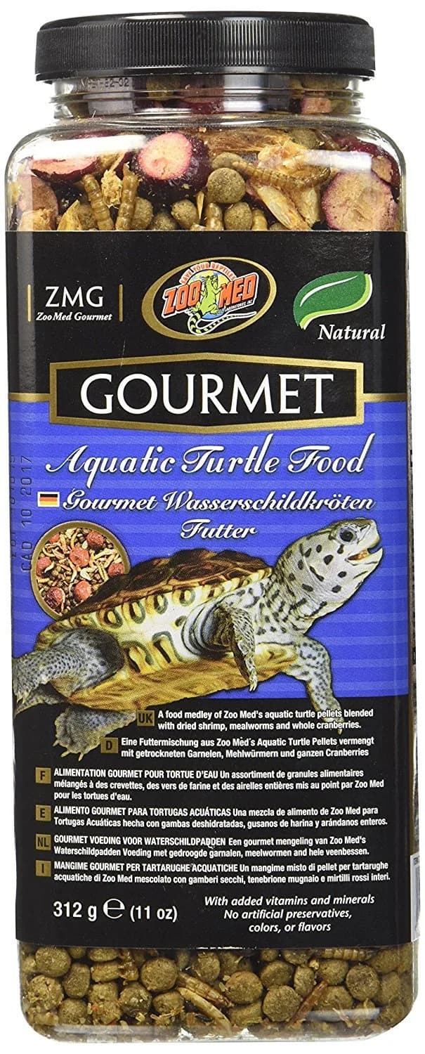 Zoo Med Gourmet Aquatic Turtle Food 11 oz (312 g) | High Protein Treat with Shrimp, Mealworms & Cranberries