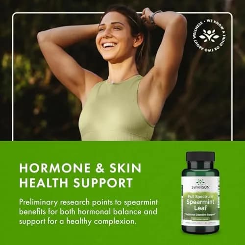 Swanson Spearmint Leaf Full Spectrum 400 mg 60 Capsules | Digestive Health Support thumbnail 6