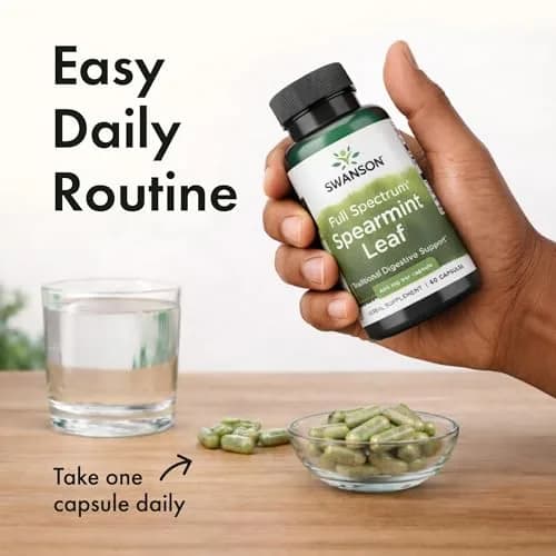 Swanson Spearmint Leaf Full Spectrum 400 mg 60 Capsules | Digestive Health Support thumbnail 9