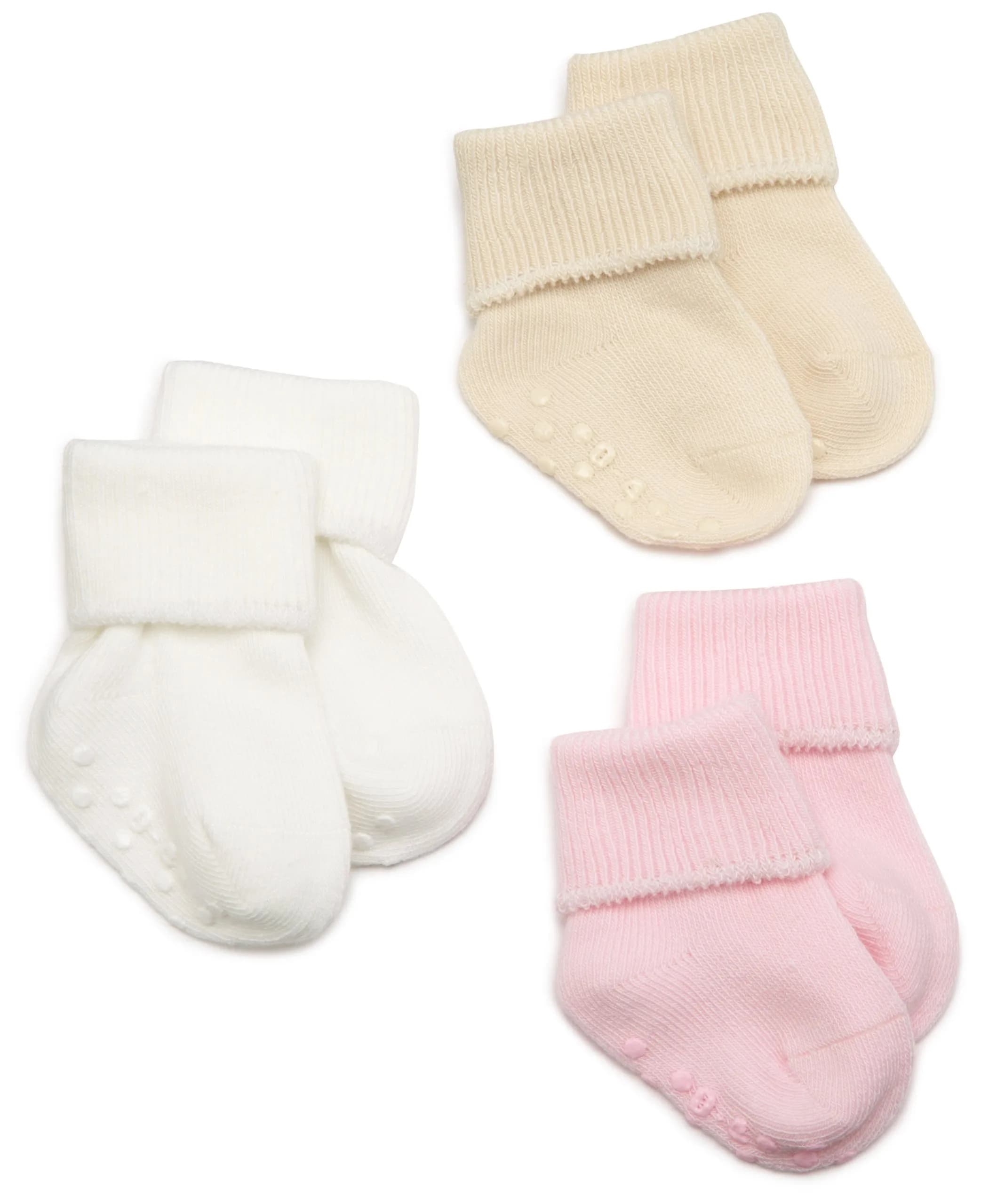 Jefferies Socks Baby Organic Cotton Skid Cuff Socks 3 Pair (12-24 Months) | Non-Slip Grip for Crawling & Walking - main product image