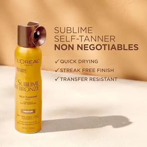 L'Oreal Paris Sublime Bronze Self-Tanning Mist, Medium Natural Tan 136ml (4.6 oz) | Streak-Free Airbrush Tan thumbnail 5