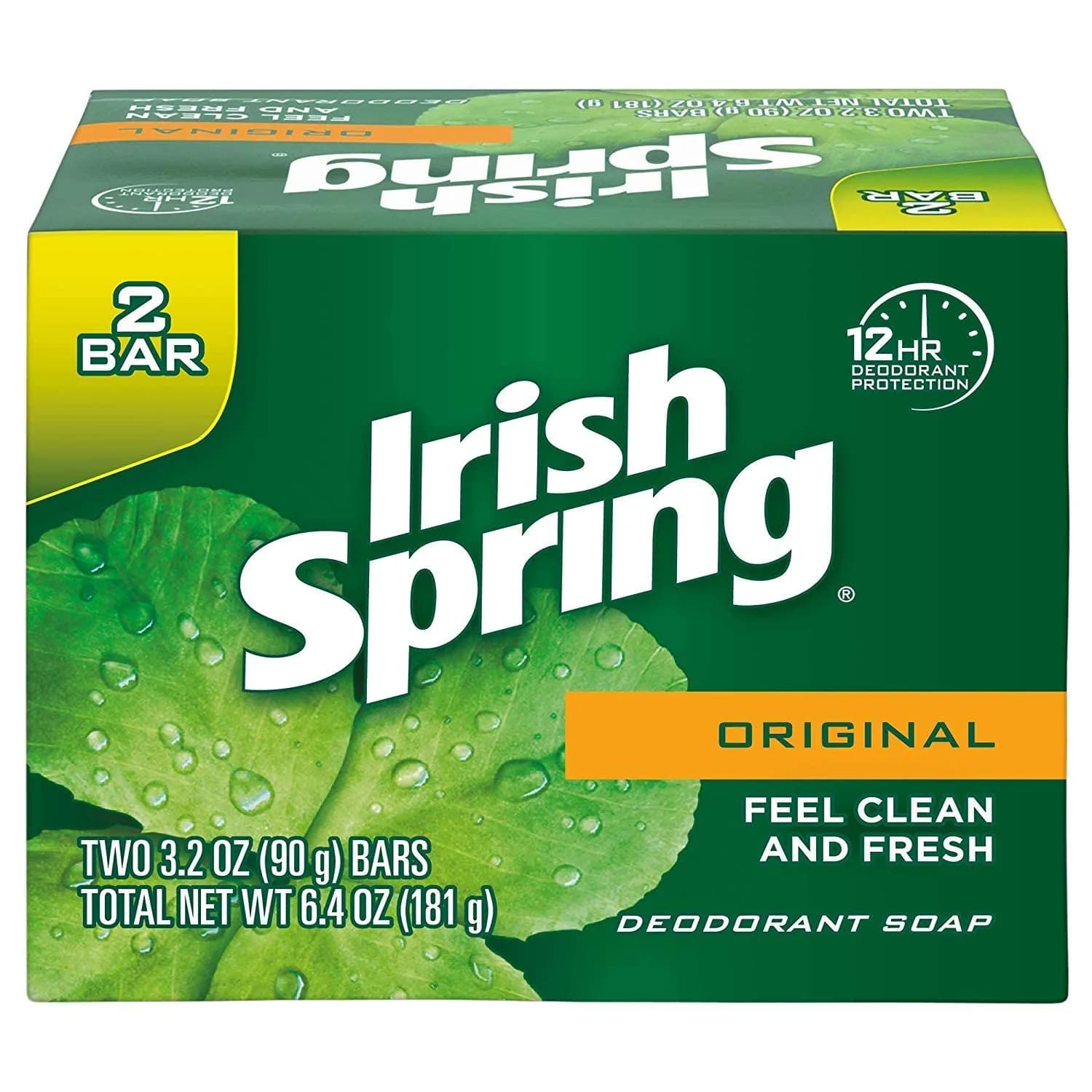 Irish Spring Original Scent Bar Soap 3.2 oz (90.7 g) | Classic Clean & Fresh