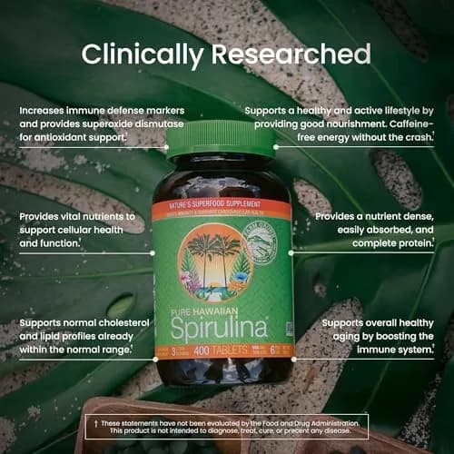 Nutrex Hawaii Pure Hawaiian Spirulina Tablets, Vegan, 500 mg, 400 Count | Supports Eye & Immune Health thumbnail 4