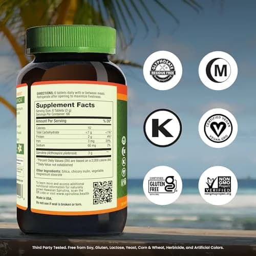 Nutrex Hawaii Pure Hawaiian Spirulina Tablets, Vegan, 500 mg, 400 Count | Supports Eye & Immune Health thumbnail 2