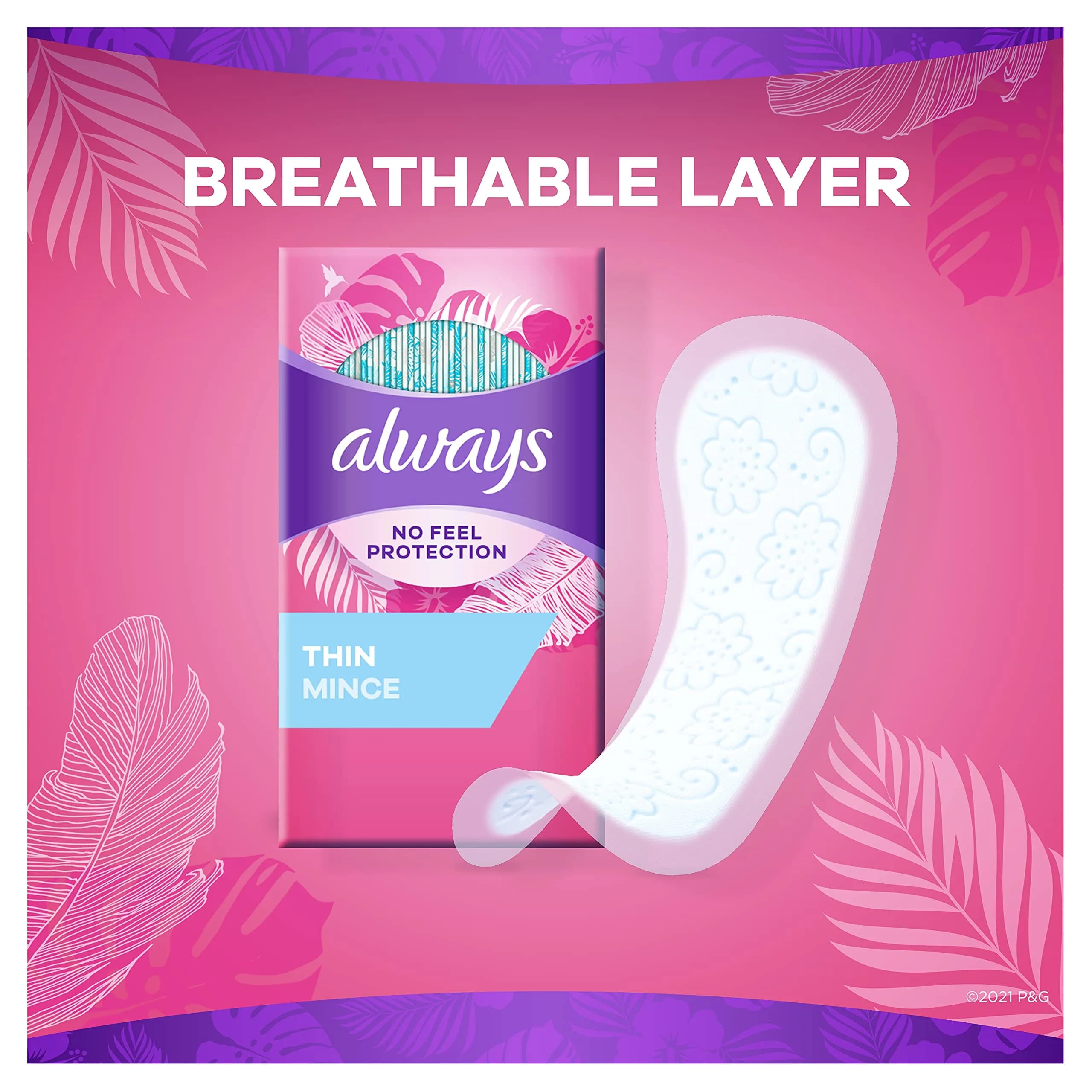 Always Thin No Feel Protection Daily Liners Regular Absorbency Unscented, 162 Count Pack | USA Imported Panty Liners - view 3