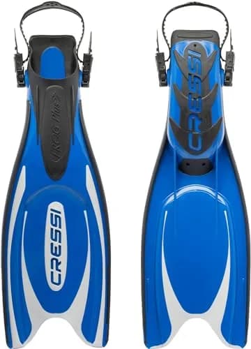 Cressi Frog Plus Blue/Silver | 20% Larger Blade, Channeling Power, Fall Snorkeling Fins, Fits 3-7mm Boots thumbnail 1