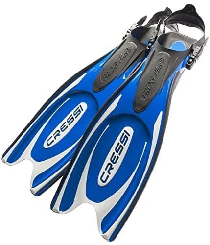 Cressi Frog Plus Blue/Silver | 20% Larger Blade, Channeling Power, Fall Snorkeling Fins, Fits 3-7mm Boots thumbnail 6